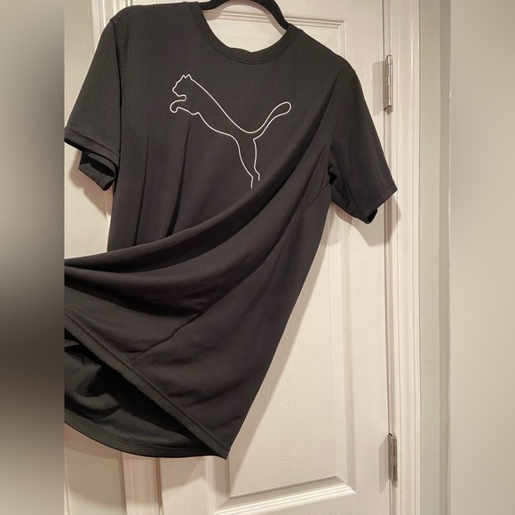 Puma Men’s Size M Black White Cat Logo Performance Short Sleeve Tee Shirt - Picture 10 of 10